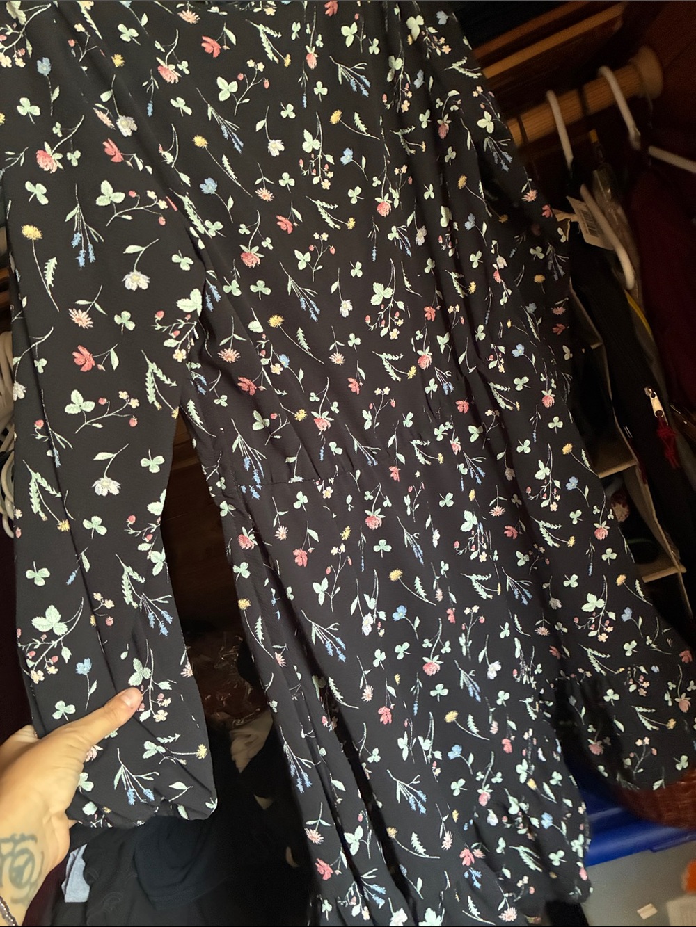 H&M Black Floral Puff-Sleeve Tunic - Picture 5 of 5